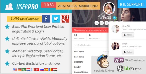 UserPro v1.0.84 User Profiles with Social Login